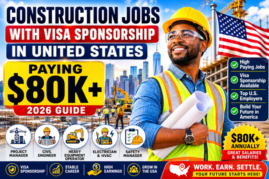 Construction Jobs With Visa Sponsorship in United States Paying $80k+